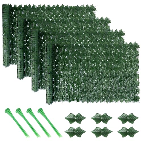 PZJFH Efeu Sichtschutz Zaun,100x300cm Balkon Sichtschutz, Künstliche Hecke Sichtschutz Garten,Sichtschutz Efeu,Hecke Zaun,UV-Beständig，Geeignet Zur Garten- und Balkondekoration(4PCS) von PZJFH