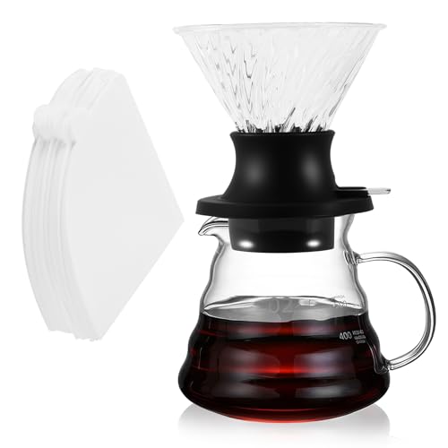 PZJFH Kaffeemaschinen Set, Heat Resistant Glass Pour over Coffee Maker, Manual Drip Coffee Machine, Eco-Friendly Coffee Set for Coffee Lovers, 600 ml von PZJFH