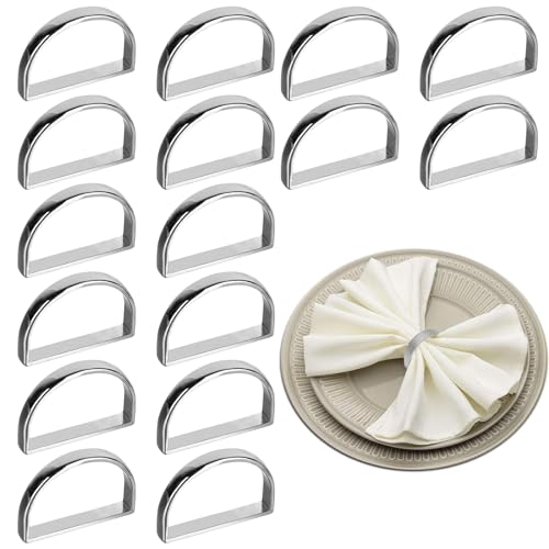 PZJFH Serviettenringe, Metall Serviettenringe Silber Serviettenring Set, Elegante Serviettenschnallen für Tischdekoration Valentinstag Ostern Hochzeit Napkin Rings(16 Stück) von PZJFH