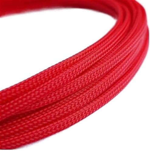 Cable eléctrico trenzado 10 Meter erweiterbar flach geflochtenen Draht Schlangenhaut Sleeving Multicolor 3–16 mm Bohrung(Red,4mm bore) von PZOFERLIN