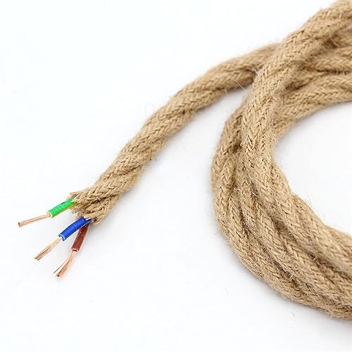Cable eléctrico trenzado 2/3 Kern 0,75 mm verdrehte Hanfseil-elektrischer Draht und Verbindungsstück-Webstuhl-mehrere Größen(3 Cores,3m) von PZOFERLIN
