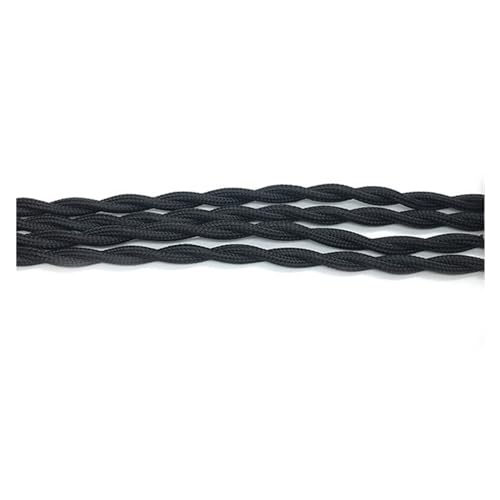 Cable eléctrico trenzado 2 Kern-0.75mm² Gewebe bedeckte Kupferkabel for die Beleuchtung von 250V Multicolor(Black,0.5meter) von PZOFERLIN