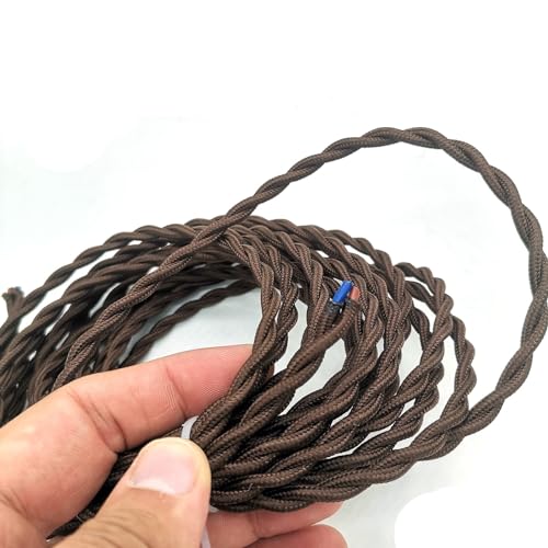 Cable eléctrico trenzado 2 Kern 2x0.75mm Gewebe-Beleuchtungs-Kabel-Kupferleiter 250V Multicolor Mehrfache Größen(Brown,30 meter) von PZOFERLIN