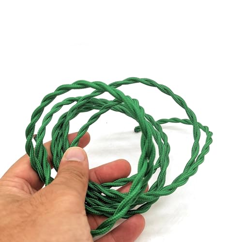 Cable eléctrico trenzado 2 Kern 2x0.75mm Gewebe-Beleuchtungs-Kabel-Kupferleiter 250V Multicolor Mehrfache Größen(Green,20 meter) von PZOFERLIN