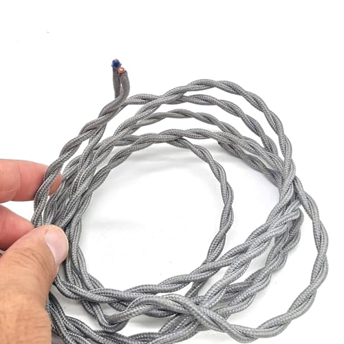 Cable eléctrico trenzado 2 Kern 2x0.75mm Gewebe-Beleuchtungs-Kabel-Kupferleiter 250V Multicolor Mehrfache Größen(Grey,30 meter) von PZOFERLIN