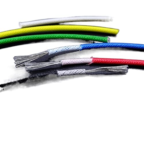 Cable eléctrico trenzado 2 Meter Kupfer Silikon Fiberglas Geflecht Draht 300V/500V 300 Grad C Multicolor(Green,10mm2) von PZOFERLIN