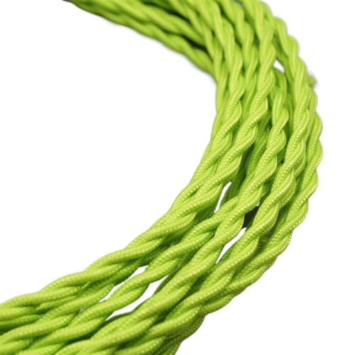 Cable eléctrico trenzado 2-adrig, 0,75 mm², verdrillt, geflochten, Textil-Elektrokabel, mehrfarbig, mehrere Längen(Green,15m) von PZOFERLIN