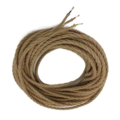 Cable eléctrico trenzado Kupfer-Hanfseil, gedrehtes Lampenkabel, 2-adrig oder 3-adrig, 16–21 AWG, 1–100 Meter(3 Core 0.75mm,10meter) von PZOFERLIN