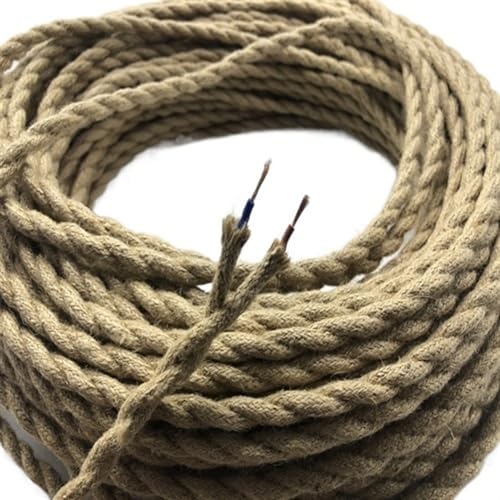 Cable eléctrico trenzado Pendelleuchte Draht Kabel Kupferleiter PVC Hanfseil bedeckt Beige 1-50M(10 meter) von PZOFERLIN
