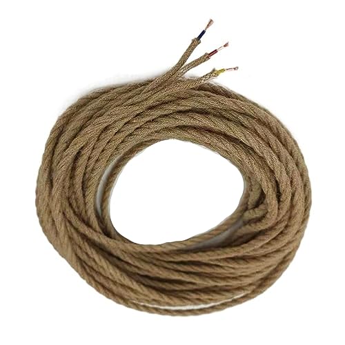 Cable eléctrico trenzado Retro Pendelleuchte Kabel Hanfseil Kupferdraht 2-adrig oder 3-adrig 2-100m 300V 19AWG(3 Core,5meter) von PZOFERLIN