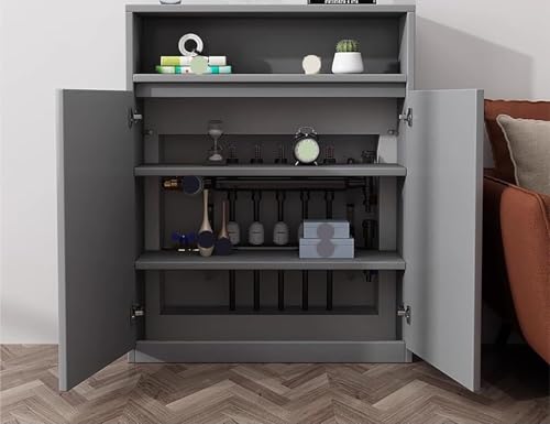 Heizkörperabdeckung aus Faserplatten Heating Cabinet Shelf 2 Doors Multicolor Multiple Sizes for Living Room Bedroom Bathroom(Grey,L100*H100*T30cm) von PZOFERLIN