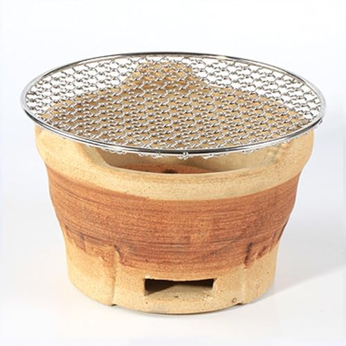 Holzkohleherd aus roter Tonerde Tonkohlekocher Campingkocher mit Grillnetz 1er Pack marrone chiaro & Weiß Mehrere Größen(Marrone chiaro,M) von PZOFERLIN