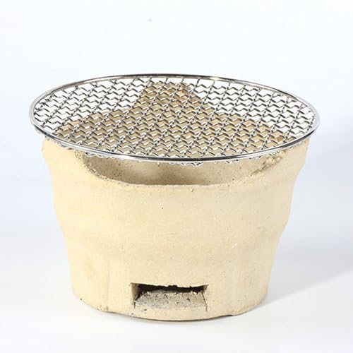Holzkohleherd aus roter Tonerde Tonkohlekocher Campingkocher mit Grillnetz 1er Pack marrone chiaro & Weiß Mehrere Größen(White,M) von PZOFERLIN
