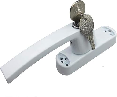 PZOFERLIN Aluminium-Fenstergriffe Door and window handles, alloy electroplated and polished with key linkage handle locks(White,Fork length 27 mm) von PZOFERLIN