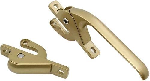 PZOFERLIN Aluminium-Fenstergriffe Riveted old window and door handles, top and bottom linkage top opening window handles exterior window lock drive(Gold) von PZOFERLIN