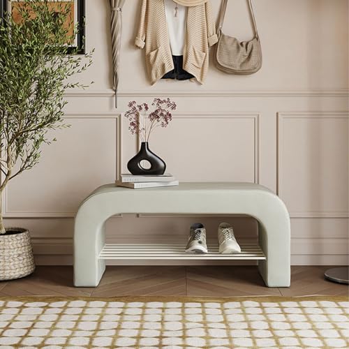 PZOFERLIN Bank zur Schuhaufbewahrung Aufbewahrungsbank, Ottomane, Fußende des Bettes, Schuhregal, Mehrfarbig, mehrere Größen(Light Gray,100 * 35 * 43cm) von PZOFERLIN