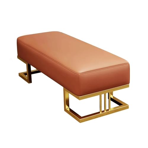 PZOFERLIN Bank zur Schuhaufbewahrung Aufbewahrungsbank mit gepolstertem Sitz, PU-Leder, Metallrahmen, Mehrfarbig, mehrere Größen(Orange,140cm) von PZOFERLIN