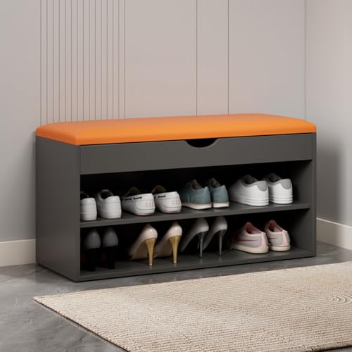 PZOFERLIN Bank zur Schuhaufbewahrung Schuhaufbewahrung Bank Organizer Eingangsbereich Rack Lift Top Box Flur Multicolor Mehrere Größen(Orange,60cm) von PZOFERLIN