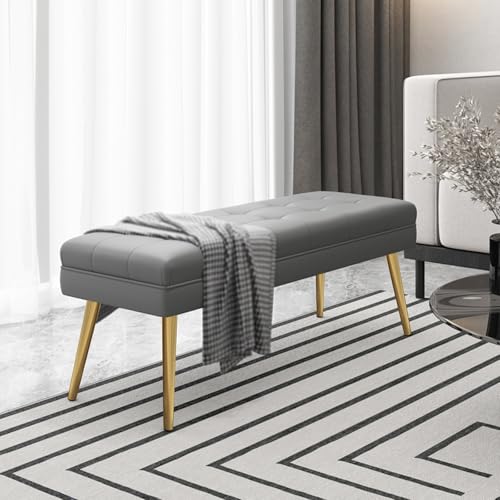 PZOFERLIN Bank zur Schuhaufbewahrung Schuhaufbewahrung for den Eingangsbereich, Schuhbank, Ottomane, Sofa, Fußende des Bettes, Mehrfarbig, 60–150 cm(Grey,60cm) von PZOFERLIN