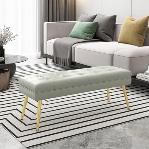 PZOFERLIN Bank zur Schuhaufbewahrung Schuhaufbewahrung for den Eingangsbereich, Schuhbank, Ottomane, Sofa, Fußende des Bettes, Mehrfarbig, 60–150 cm(Lvory Gray,120cm) von PZOFERLIN