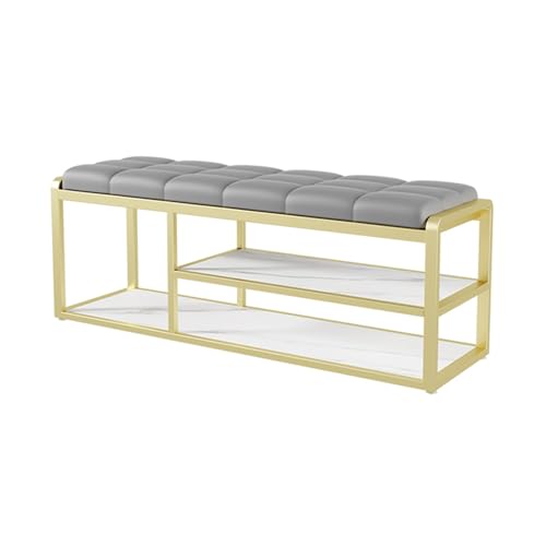 PZOFERLIN Bank zur Schuhaufbewahrung Schuhbank mit 2 Ebenen for den Eingangsbereich, mit gepolstertem Sitz, Mehrfarbig, mehrere Größen(Grey,120 * 35 * 45cm) von PZOFERLIN