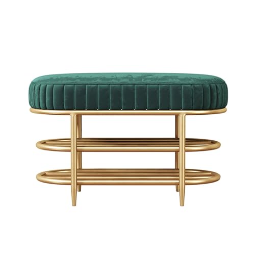PZOFERLIN Bank zur Schuhaufbewahrung Schuhregal, Aufbewahrungsbank, gepolstert, Metallrahmen, Mehrfarbig, mehrere Größen(Green,80 * 32 * 45cm) von PZOFERLIN