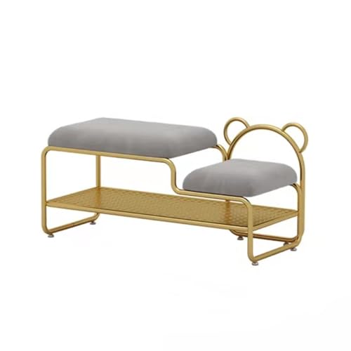 PZOFERLIN Bank zur Schuhaufbewahrung Schuhregalbank mit Kissen, Aufbewahrungsorganisator for den Eingangsbereich und den Flur, Mehrfarbig, mehrere Größen(Gray Gold Frame,60 * 32 * 45cm) von PZOFERLIN
