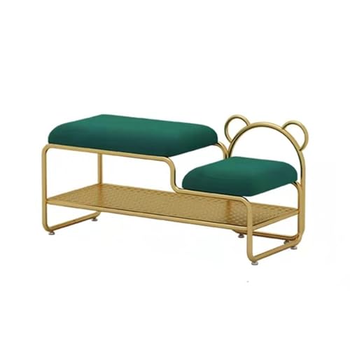 PZOFERLIN Bank zur Schuhaufbewahrung Schuhregalbank mit Kissen, Aufbewahrungsorganisator for den Eingangsbereich und den Flur, Mehrfarbig, mehrere Größen(Green Gold Frame,60 * 32 * 45cm) von PZOFERLIN