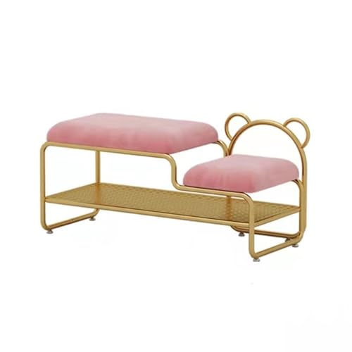 PZOFERLIN Bank zur Schuhaufbewahrung Schuhregalbank mit Kissen, Aufbewahrungsorganisator for den Eingangsbereich und den Flur, Mehrfarbig, mehrere Größen(Pink Gold Frame,120 * 32 * 45cm) von PZOFERLIN
