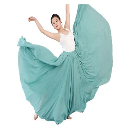 PZOFERLIN Chiffon Swing-Rock Damen Chiffon Gypsy Ballett Bauchtanz Swing Rock 360/540/720 Grad 80-100cm Multicolor(Bean Green,720 Degrees 85cm) von PZOFERLIN