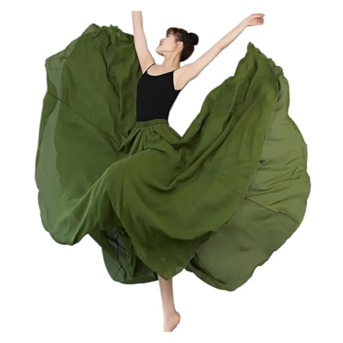 PZOFERLIN Chiffon Swing-Rock Damen Chiffon Gypsy Ballett Bauchtanz Swing Rock 360/540/720 Grad 80-100cm Multicolor(Grass Green,540 Degrees 85cm) von PZOFERLIN