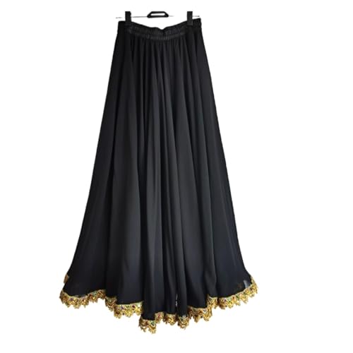 PZOFERLIN Chiffon Swing-Rock Damen Chiffon Swing Rock Bauchtanz Gypsy 720 Grad lang Mehrfarbig mehrere Größen(Black,L Length 95CM) von PZOFERLIN