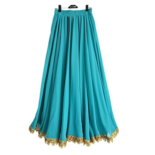 PZOFERLIN Chiffon Swing-Rock Damen Chiffon Swing Rock Bauchtanz Gypsy 720 Grad lang Mehrfarbig mehrere Größen(Royal Blue,XL Length100CM) von PZOFERLIN