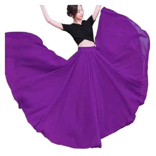 PZOFERLIN Chiffon Swing-Rock Damen Chiffon Swing Tanzrock Mehrfarbig Mehrere Größen(Deep Purple,XS Length 80cm) von PZOFERLIN
