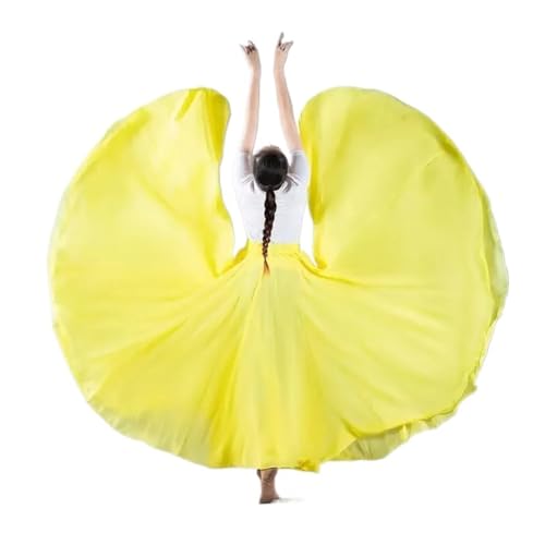 PZOFERLIN Chiffon Swing-Rock Damen Chiffon Swing Tanzrock Mehrfarbig Mehrere Größen(Light Yellow,M Length 90cm) von PZOFERLIN