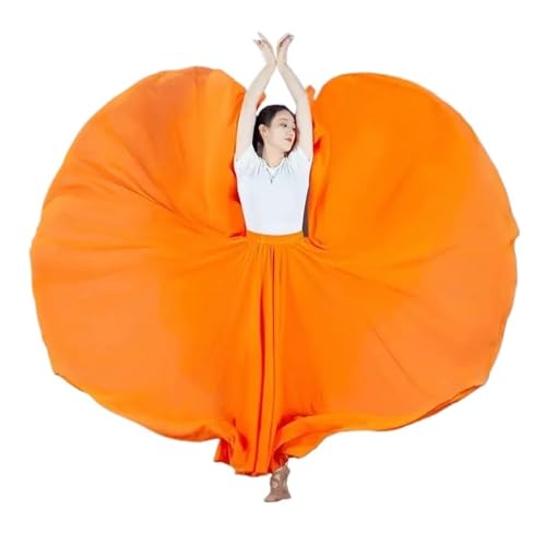 PZOFERLIN Chiffon Swing-Rock Damen Chiffon Swing Tanzrock Mehrfarbig Mehrere Größen(Orange,M Length 90cm) von PZOFERLIN
