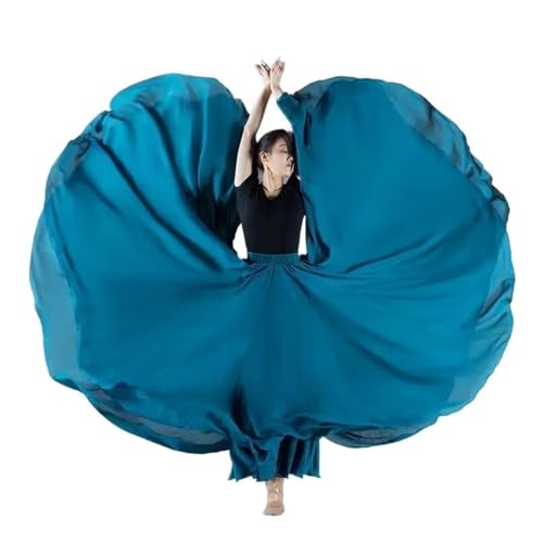 PZOFERLIN Chiffon Swing-Rock Damen Chiffon Swing Tanzrock Mehrfarbig Mehrere Größen(Peacock Blue,L Length 95cm) von PZOFERLIN