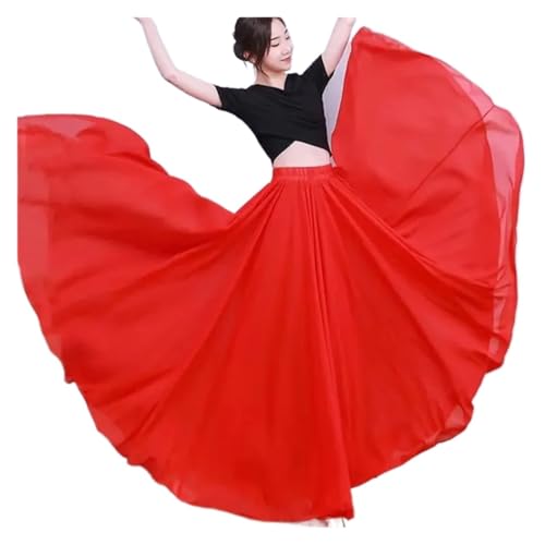 PZOFERLIN Chiffon Swing-Rock Damen Chiffon Swing Tanzrock Mehrfarbig Mehrere Größen(Red,XS Length 80cm) von PZOFERLIN