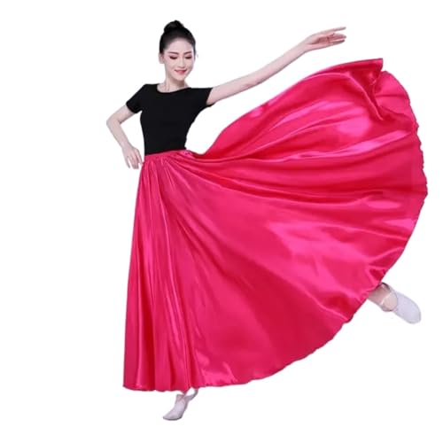 PZOFERLIN Chiffon Swing-Rock Damen Swingrock Bauchtanz Gypsy Langer Übungs-Chiffonrock Mehrere Größen Multicolor(Rose Red,720D 80cm) von PZOFERLIN