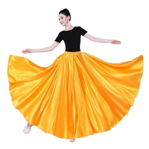 PZOFERLIN Chiffon Swing-Rock Damen Swingrock Bauchtanz Gypsy Langer Übungs-Chiffonrock Mehrere Größen Multicolor(Yellow,540D 90cm) von PZOFERLIN