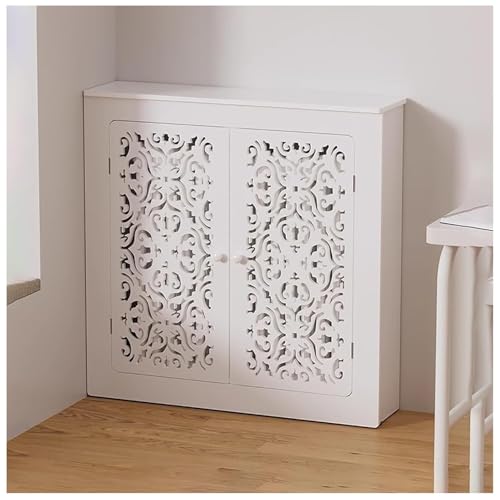 PZOFERLIN Heizkörperabdeckung aus Faserplatten Radiator Cover Storage Cabinet with 2 Doors Louvered Grill Multiple Sizes for Home Living Room Bedroom Bathroom(L70*H70*T15cm) von PZOFERLIN