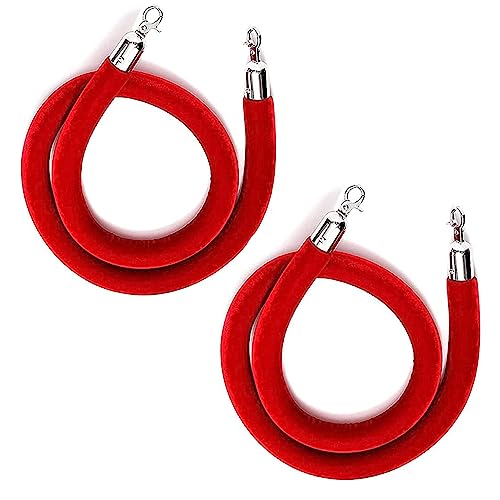 Seilbarrieren 2 Pcs Crowd Control Queue Barrier Seil mit Silber Haken Rot Mehrere Größen(4.9Ft/150Cm) von PZOFERLIN