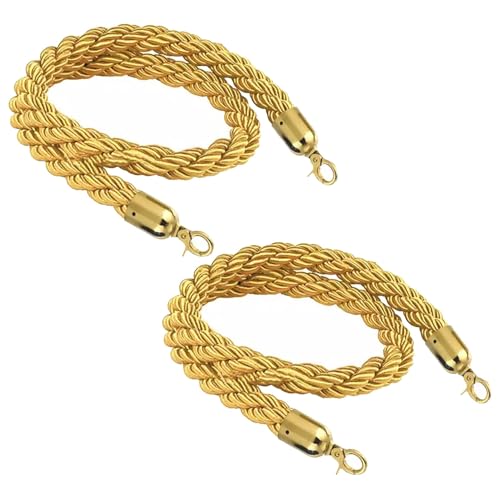 Seilbarrieren 2-teiliges Pfostenseil-Set, gewebtes Hanfseil mit Edelstahlhaken (Pfosten nicht im Lieferumfang enthalten)(Yellow d Hook,0.8M) von PZOFERLIN