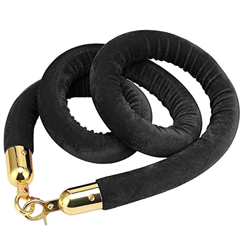 Seilbarrieren Absperrseil aus Samt mit goldenem Haken, Edelstahl, mehrfarbig, 0,6–3m(Black,0.6M) von PZOFERLIN