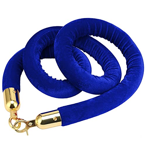Seilbarrieren Absperrseil aus Samt mit goldenem Haken, Edelstahl, mehrfarbig, 0,6–3m(Blue,2.7M) von PZOFERLIN