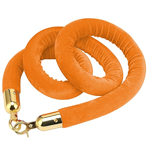 Seilbarrieren Absperrseil aus Samt mit goldenem Haken, Edelstahl, mehrfarbig, 0,6–3m(Orange,1.5M) von PZOFERLIN