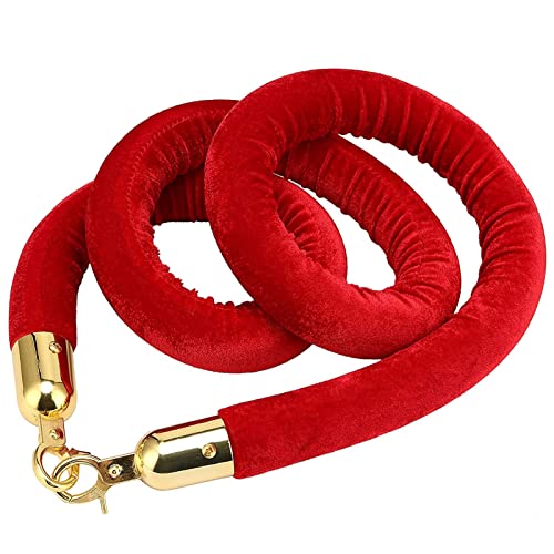 Seilbarrieren Absperrseil aus Samt mit goldenem Haken, Edelstahl, mehrfarbig, 0,6–3m(Red,2.7M) von PZOFERLIN
