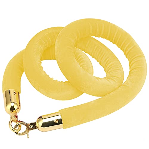 Seilbarrieren Absperrseil aus Samt mit goldenem Haken, Edelstahl, mehrfarbig, 0,6–3m(Yellow,0.6M) von PZOFERLIN