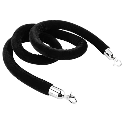 Seilbarrieren Absperrseil zur Kontrolle von Menschenmengen mit silbernen Haken, mehrfarbig, mehrere Größen(Black,3.3Ft/100Cm) von PZOFERLIN