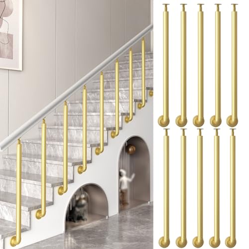 T-förmige Schrauben mit quadratischem Kopf Eisengeländerspindeln, 2er-Pack, 10 Stück, verstellbar, for Innen- und Außentreppen, 65–105 cm, mit Schrauben(10 Pack,Height-105cm/41.3in) von PZOFERLIN